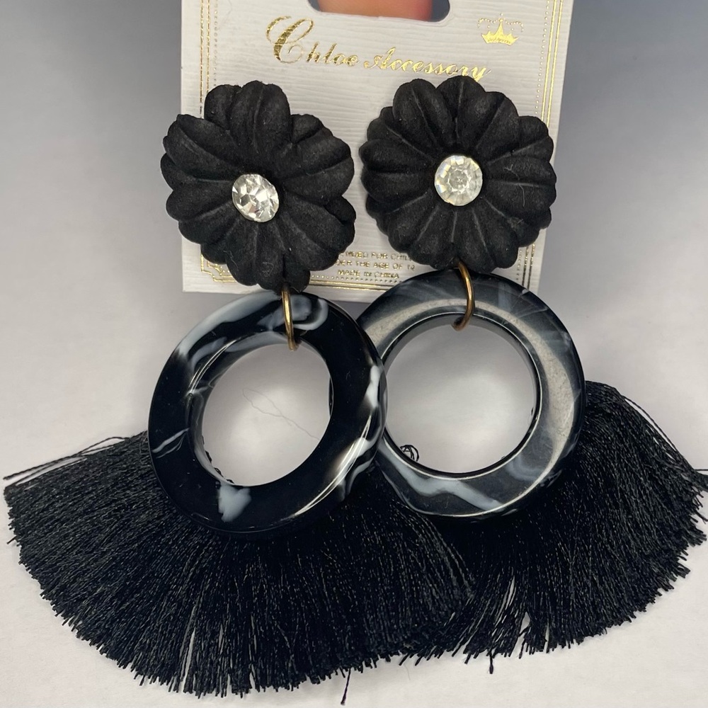 Black Floral Earrings